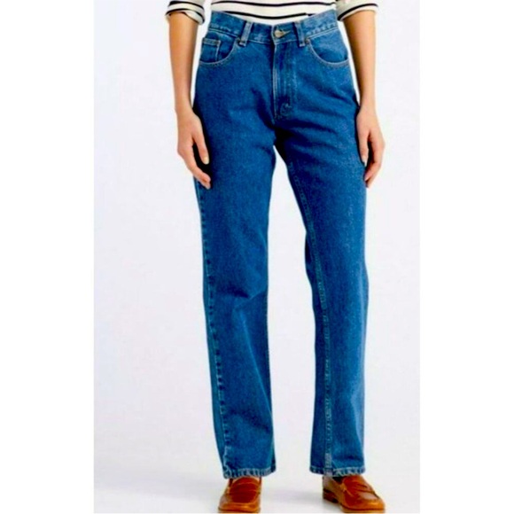 L.L. Bean Original Fit womens straight leg jeans high rise Sz 16 REG blue denim - Picture 1 of 9